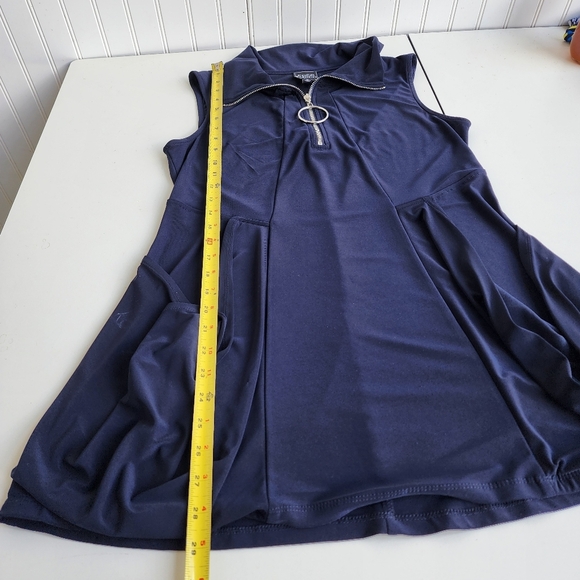 Coco Blanco Womens Navy Blue Zip Sleeveless Top Jacket Stretch Pockets Sz M - Picture 9 of 12